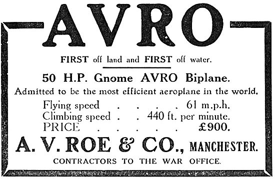 Avro Aeroplanes - First Off Land & First Off Water               
