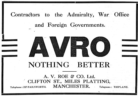 A.V.Roe & Co. Aircraft Manufacturers - Government Contractors    