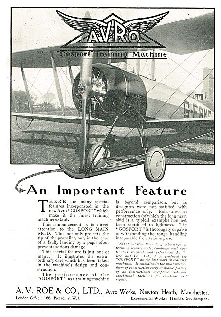 Features Of The Avro Gosport Training Machine.                   
