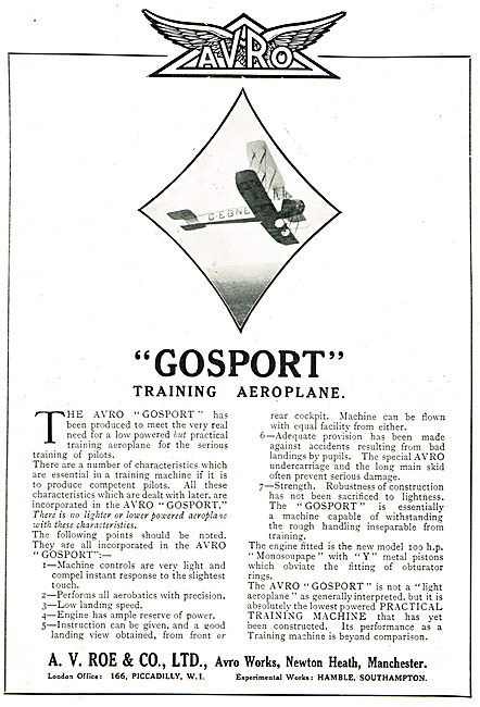 Avro Gosport -  7 Points To Note.                                