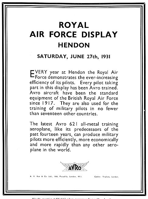 Avro Hendon 1931                                                 