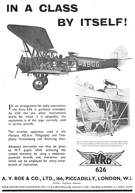 Avro 626 For Radio Training - Marconi AD.6.m                     