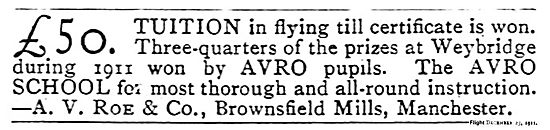 Aviators Flying Certificate Tuition: AVRO Brownsfield Mills      