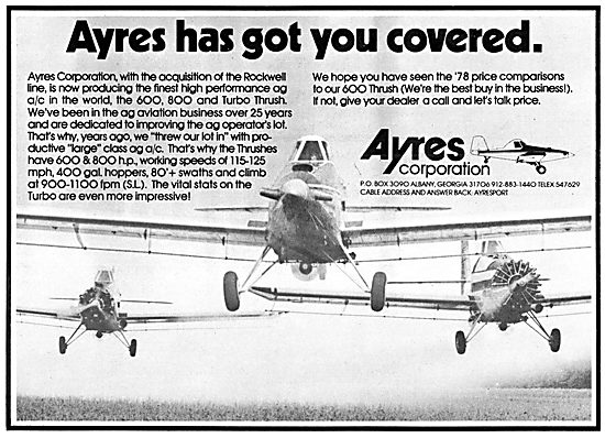 Ayres 600 Thrush Ag Aircraft                                     