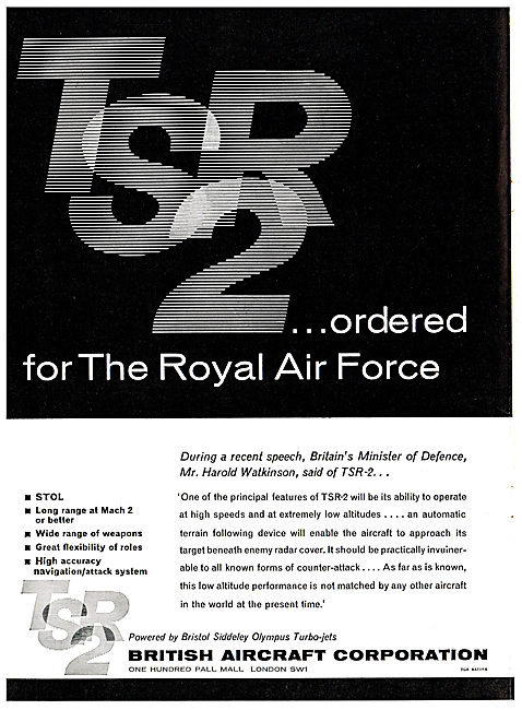 BAC TSR-2 Ordered For The Royal Air Force                        