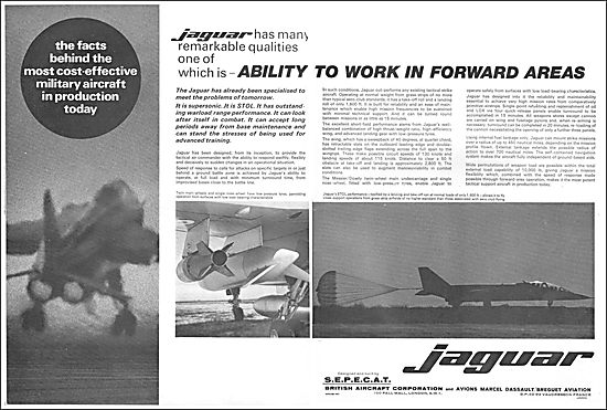 BAC SEPECAT Jaguar: Ability To Work In Forward Areas.            