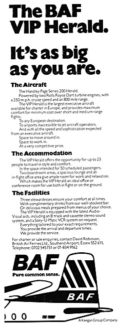 BAF. British Air Ferries. BAF VIP Herald 1977                    