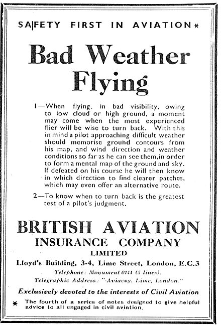 British Aviation Insurance Co - Bad Weather Flying               