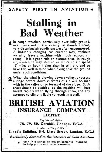British Aviation Insurance Co - Stalling In Bad Weather          