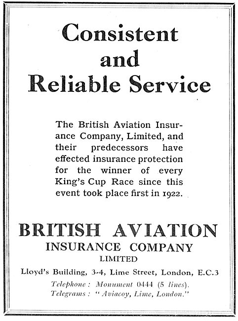 British Aviation Insurance Co - Consistent & Reliable Service    