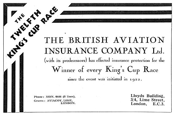 British Aviation Insurance Kings Cup Winners                     