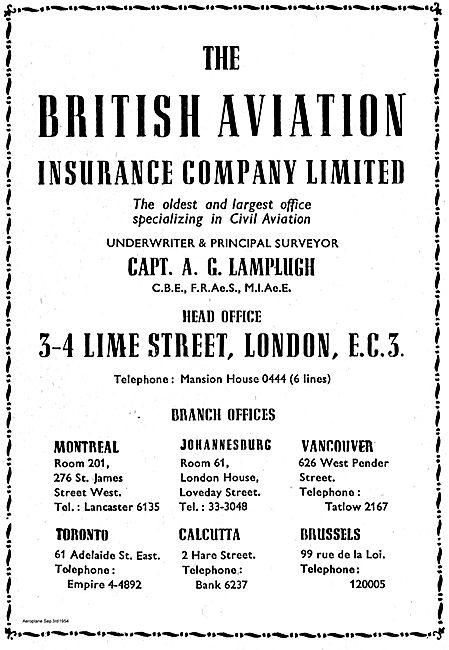 British Aviation Insurance Co. Civil Aviation Specialists        