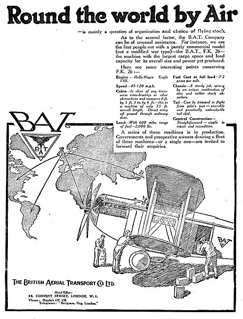 British Aerial Transport  BAT FK26 Transport Aircraft            