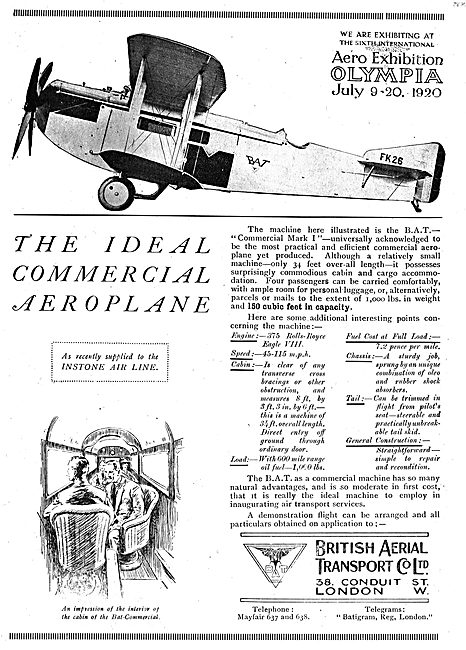 BAT Commercial Mark 1 - The Ideal Commercial Aeroplane           