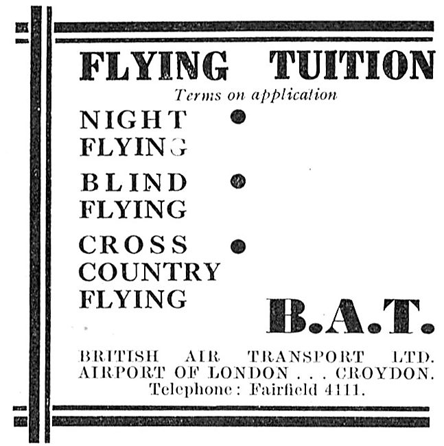 British Air Transport - BAT. Night Flying Tuition Croydon        