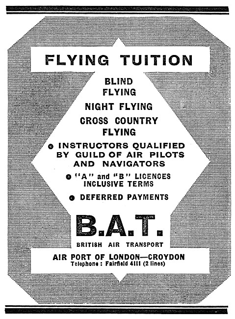 British Air Transport Flying School Croydon  B.A.T.              