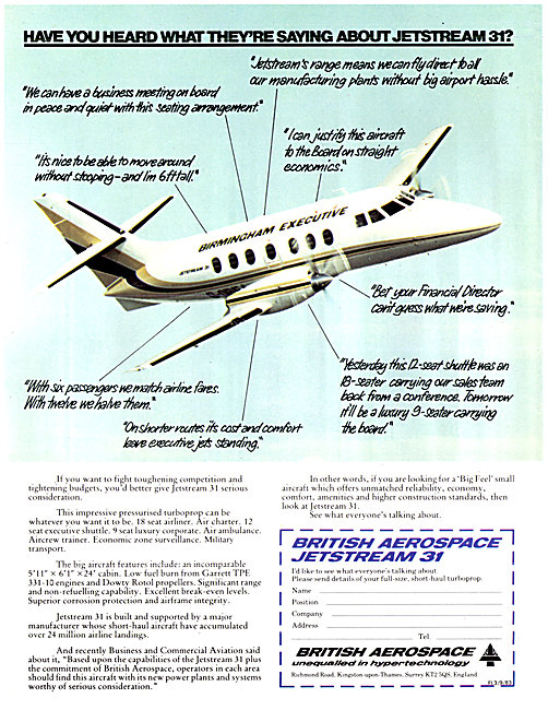 British Aerospace BAe Jetstream 31 Birmingham Executive Airways  