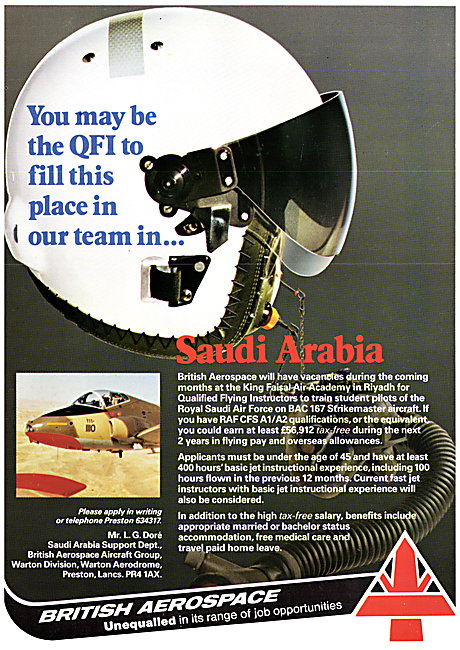 British Aerospace BAe Pilot Recruitment Saudi Arabia Contract    