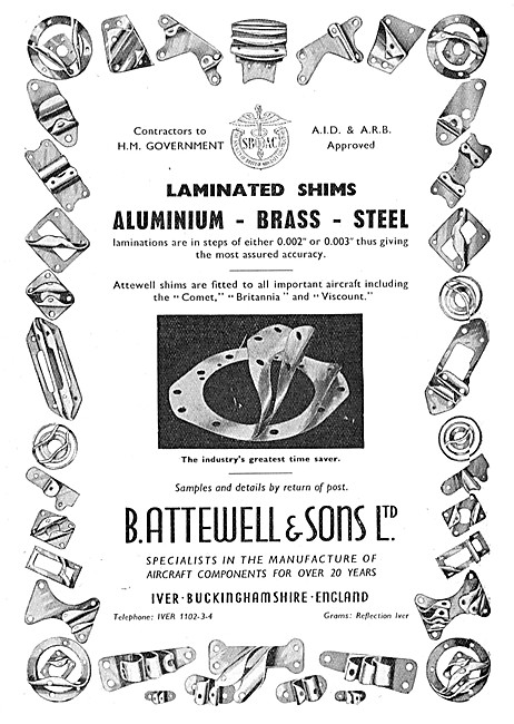 B.Attewell Laminated Shims In Aluminium, Brass & Steerl          