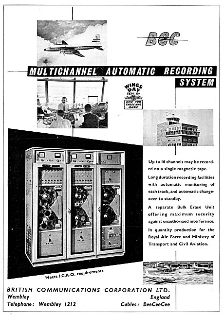 BCC British Communications Corporation. ATC Recording System     