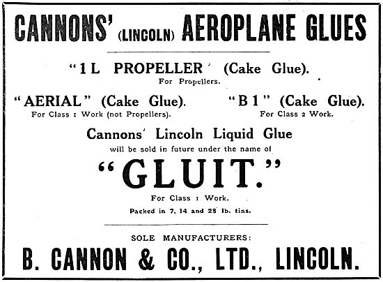 B.Cannon & Company. Glues For Aircraft. GLUIT. Cake Glue         