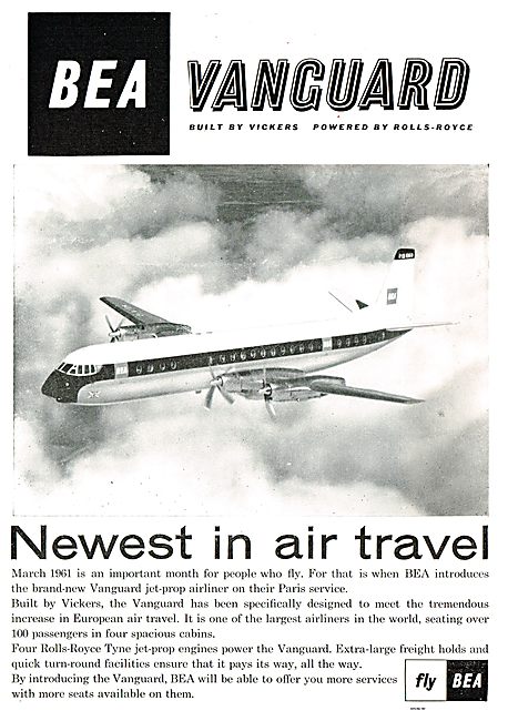 British European Airways: Vickers Vanguard. Newest In Air Travel 