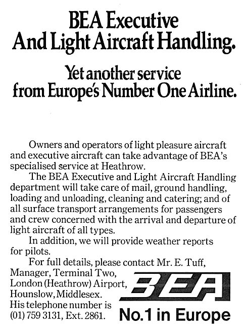 British European Airways. BEA Executive Handling Service         