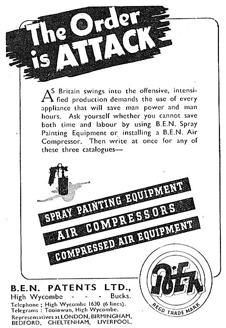 B.E.N.Patents Compressed Air & Paint Spraying Equipment. 1942    