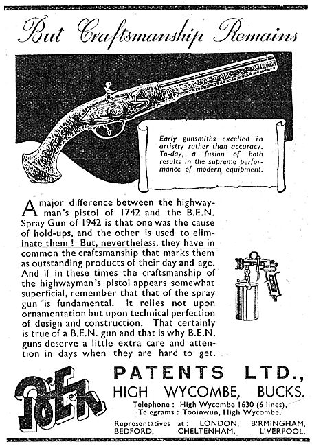B.E.N.Patents Compressed Air & Paint Spraying Equipment 1943     