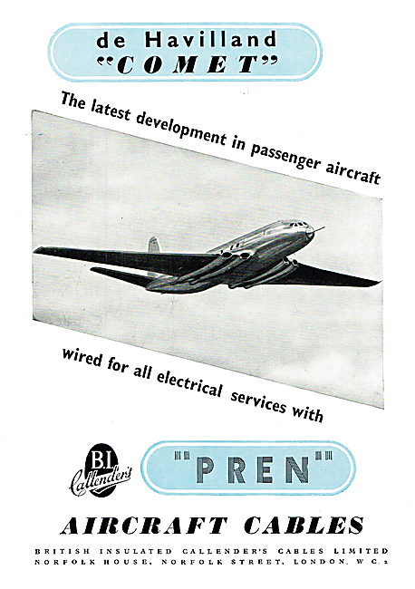 BICC PREN Electrical Cables - 1950 Advert                        