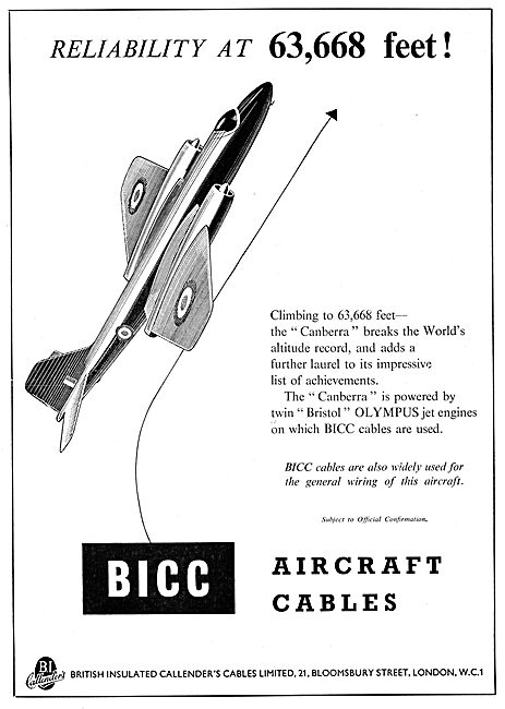 BICC Cables, Wires & Accessories For The Aviation Industry       