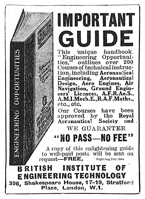 British Institute Of Engineering Technology Course Guide 1944    