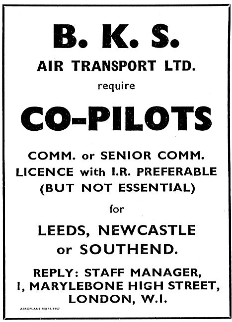 BKS Air Transport Require Co-Pilots For Leeds Newcastle Southend 