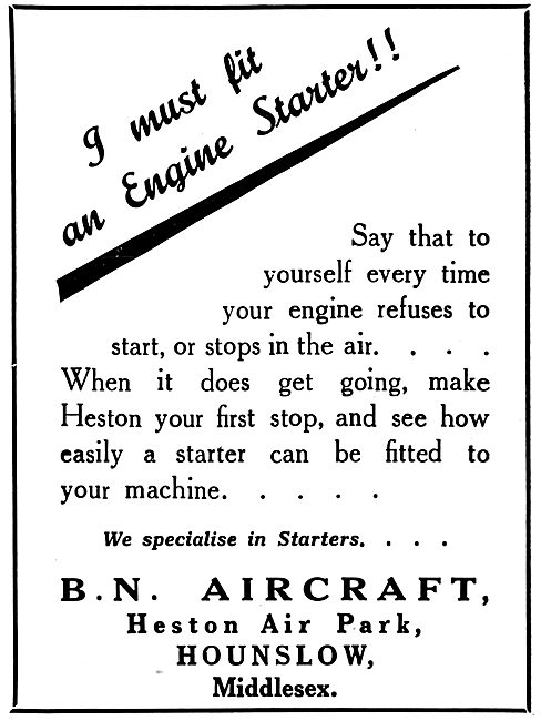 B.N.Aircraft. Heston. Aircraft Engineers. Aircraft Self Starters 