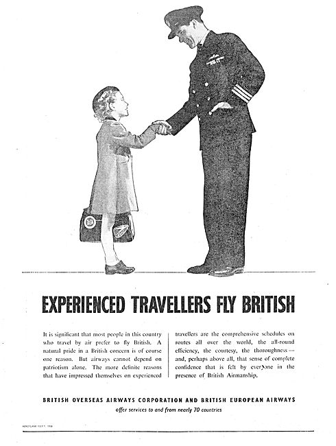 BOAC BEA. Experienced Travellers Fly British                     