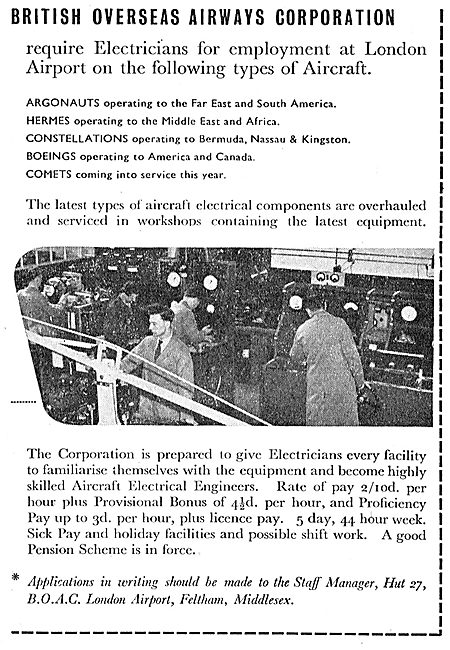 British Overseas Airways Corporation BOAC Recruitment 1951       