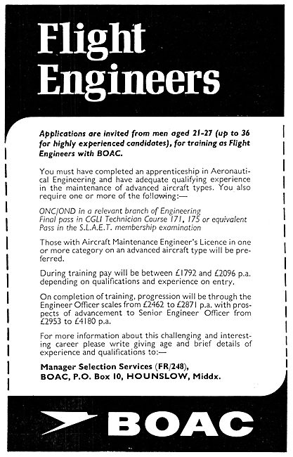 British Overseas Airways Corporation BOAC - Flight Engineers     