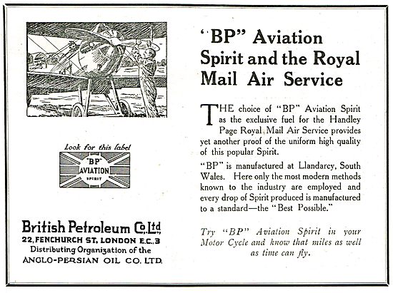 BP Aviation Spirit & The Royal Mail Air Service                  