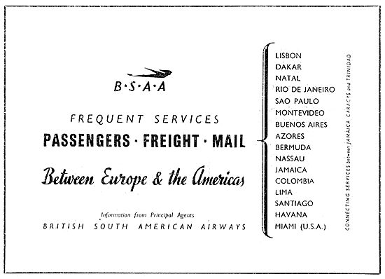 BSAA - British South American Airways                            