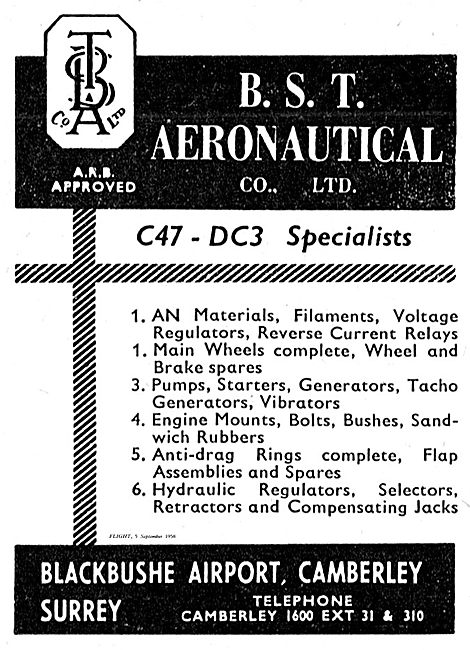 B.S.T Aeronautical Blackbushe Airport. C47 - DC3 Specialists     