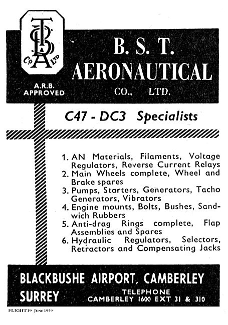 B.S.T Aeronautical Blackbushe. C47 - DC3 Specialists             