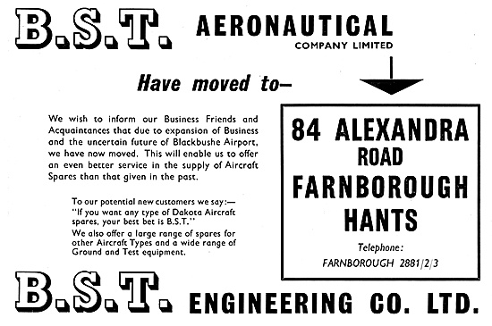 B.S.T Aeronautical Aircraft Supplies 1960                        