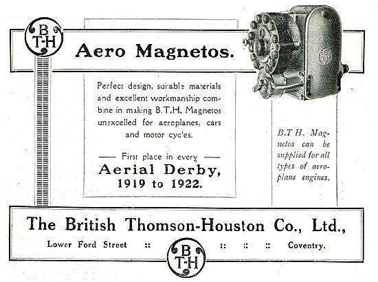 BTH Aero Magnetos - First Place In Every Aerial Derby 1919-1922  