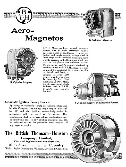 BTH Aero Engine Magnetos 1925                                    