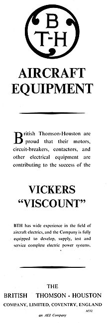  British Thomson-Houston B.T.H. Aircraft Electrical Systems      