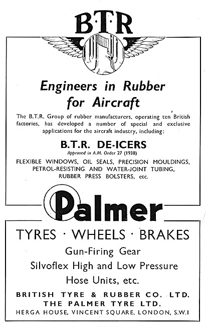 B.T.R.De-Icers, Palmer Tyres - Gun-Firing Gear. Rubber Engineers 