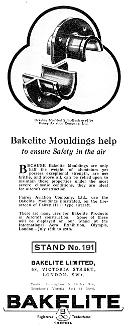 Bakelite Mouldings For Aircraft 1929                             