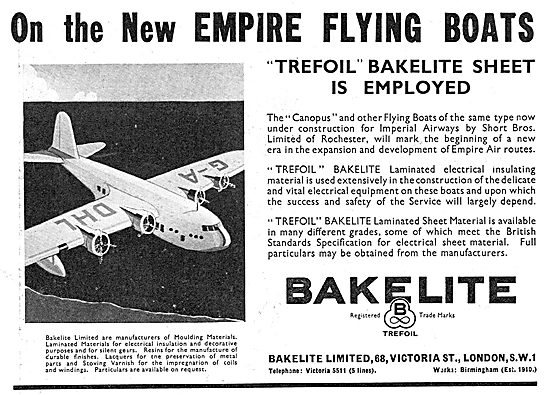 Bakelite Products In The Aircraft Industry - Empire Flying Boats 
