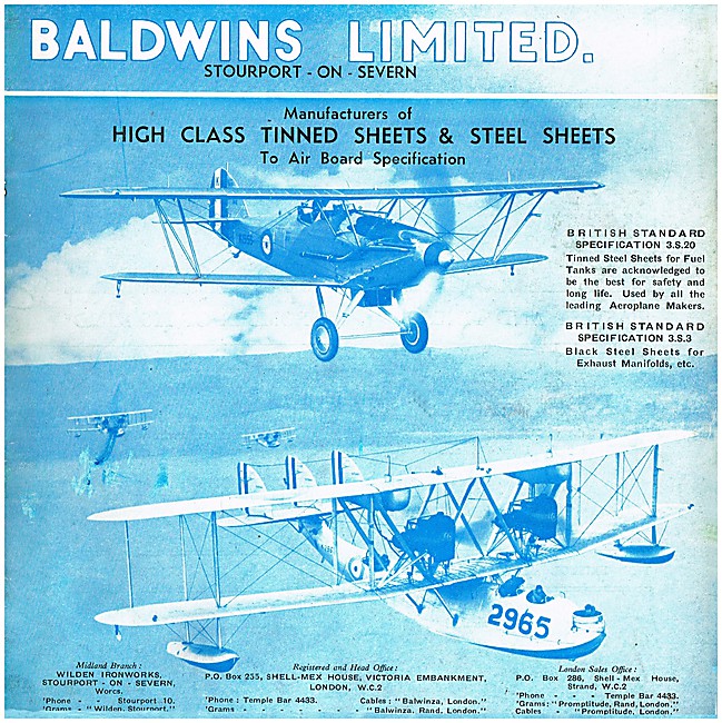 Baldwins - Manufacturers Of Steel Sheets & Tinplates For Aircraft