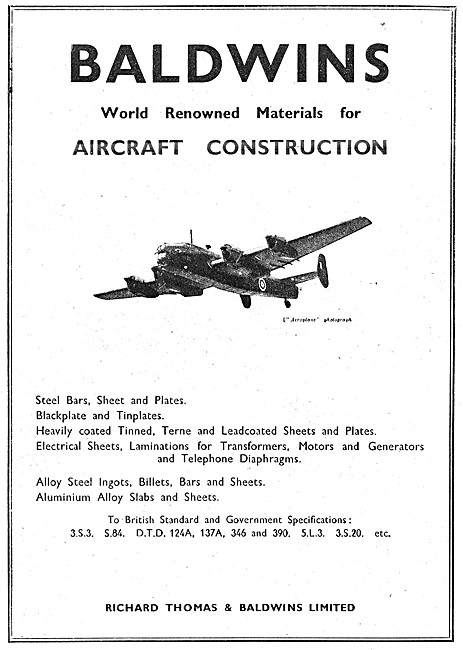 Baldwins - Manufacturers Of Steel Sheets & Tinplates For Aircraft